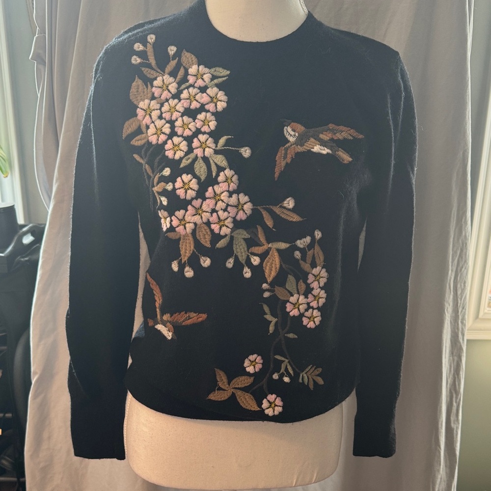 Ted Baker Black Sweater with Pink and Brown Floral Design